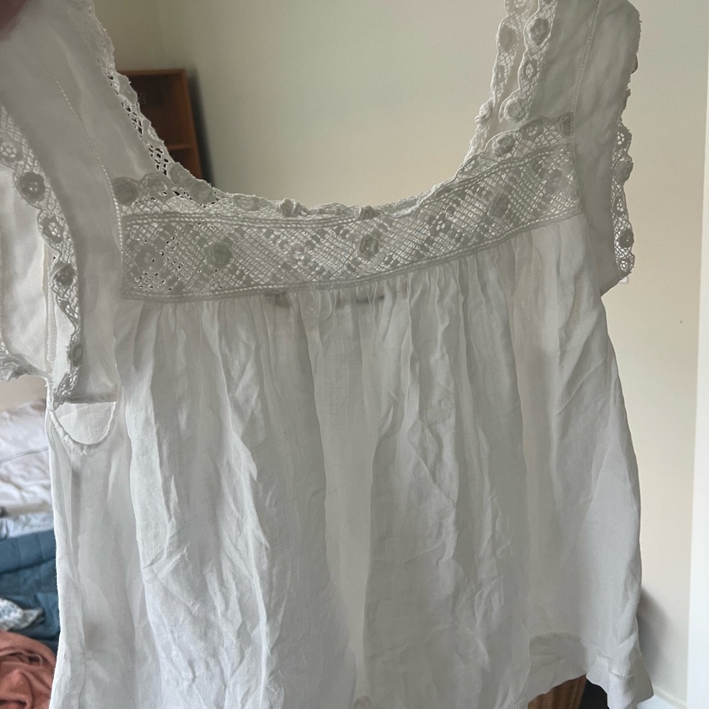 Doen White Lace Trim Blouse (Aphra)